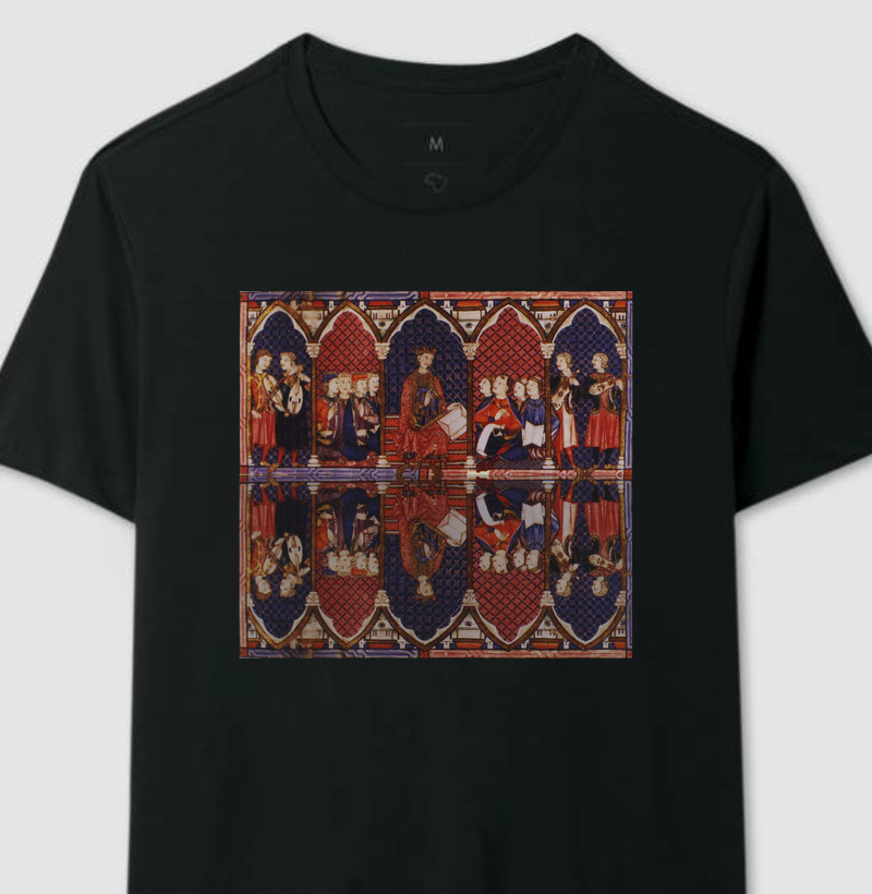 Camiseta estampada Alfonso X e as Cantigas Medievais