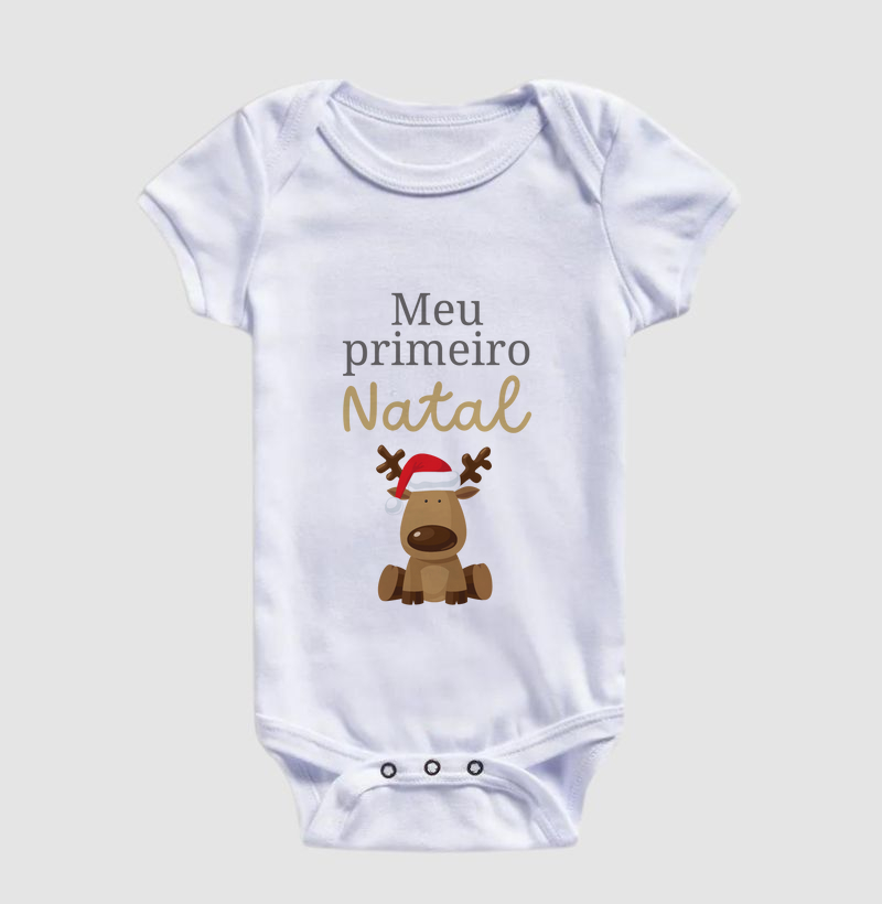 Body baby Meu primeiro Natal Rena