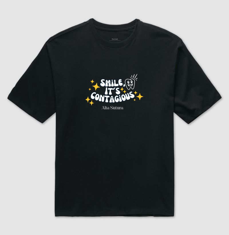 Camiseta Unissex Oversized 100% Algodão - Smile it´s contagious