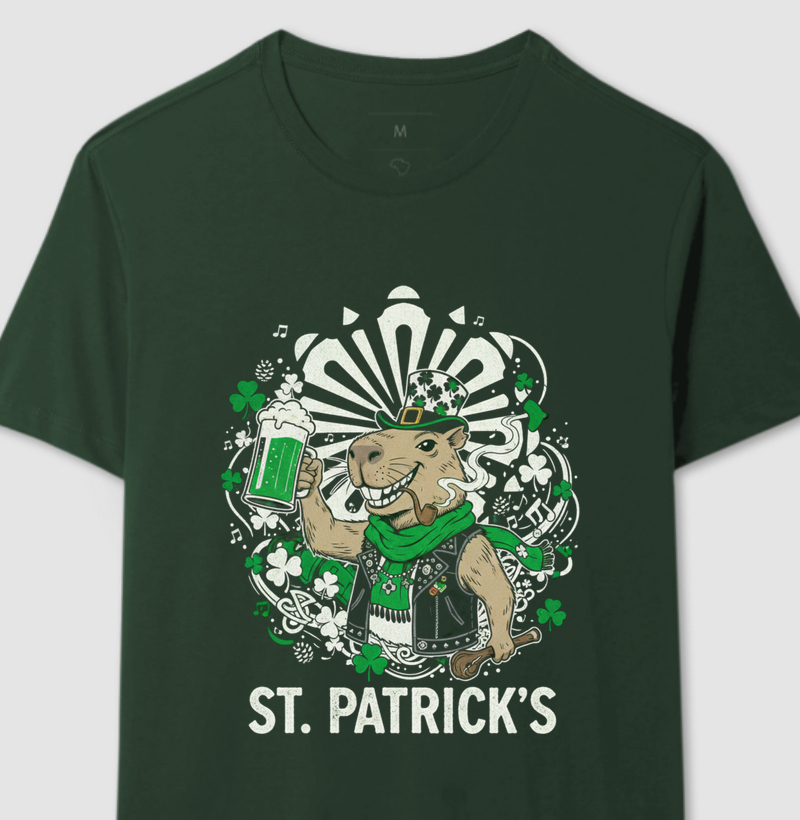 Camiseta St. Patrick’s Capybara – Irish Pub Vibes