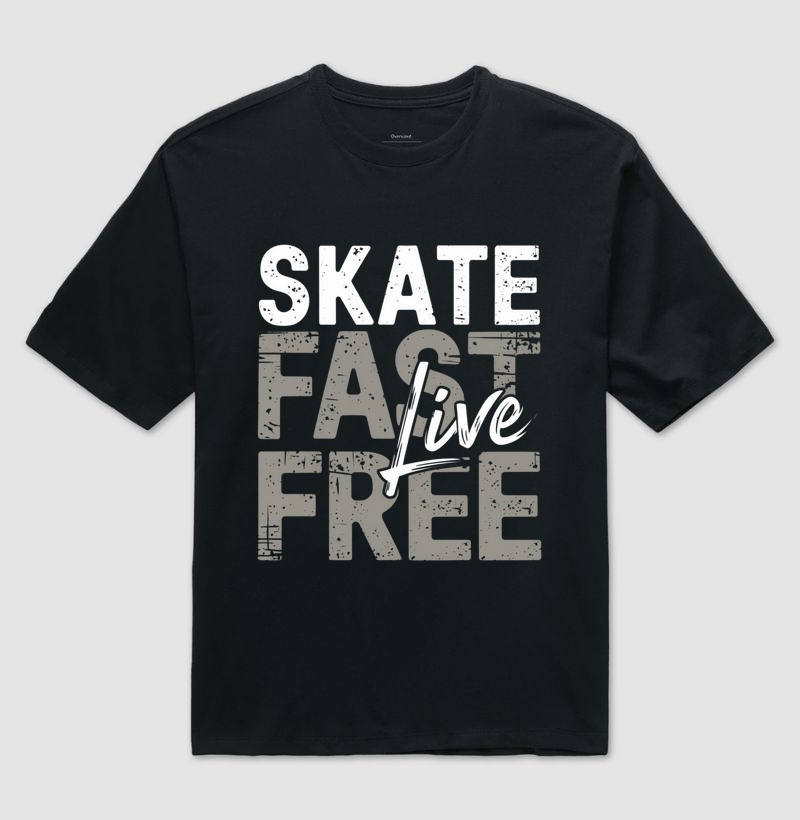 Camiseta "Skate Fast, Live Free" - Manifesto Skatista