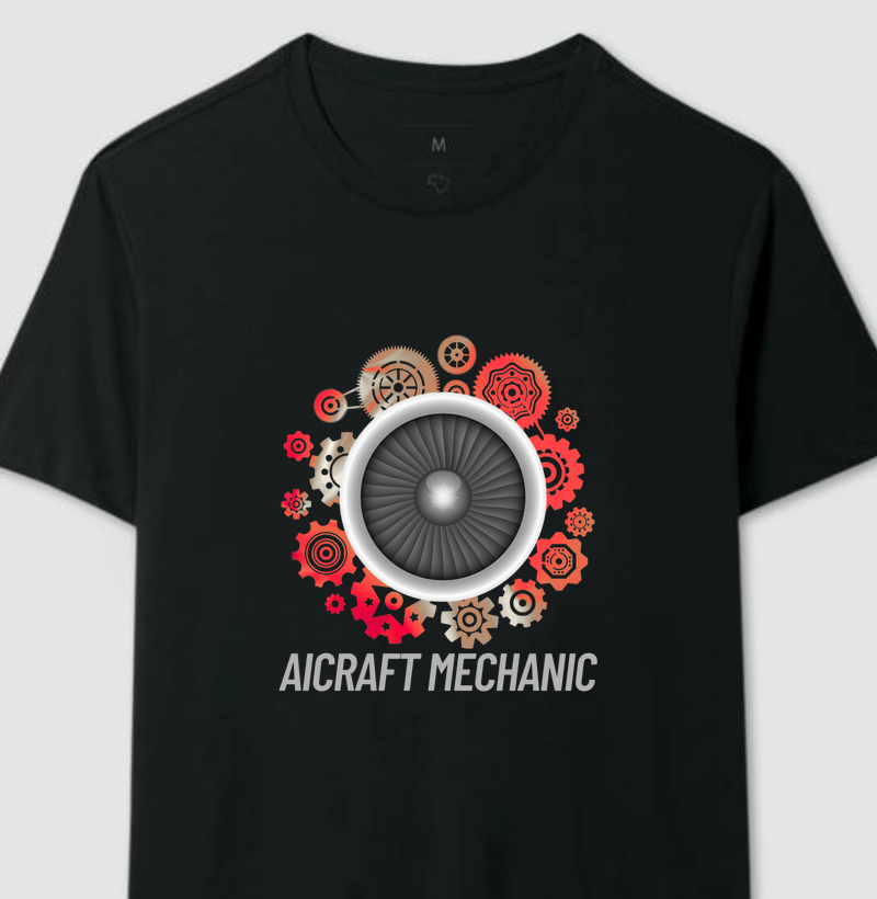 CAMISETA AIRCRAFT MECHANIC - LOGO VERMELHO