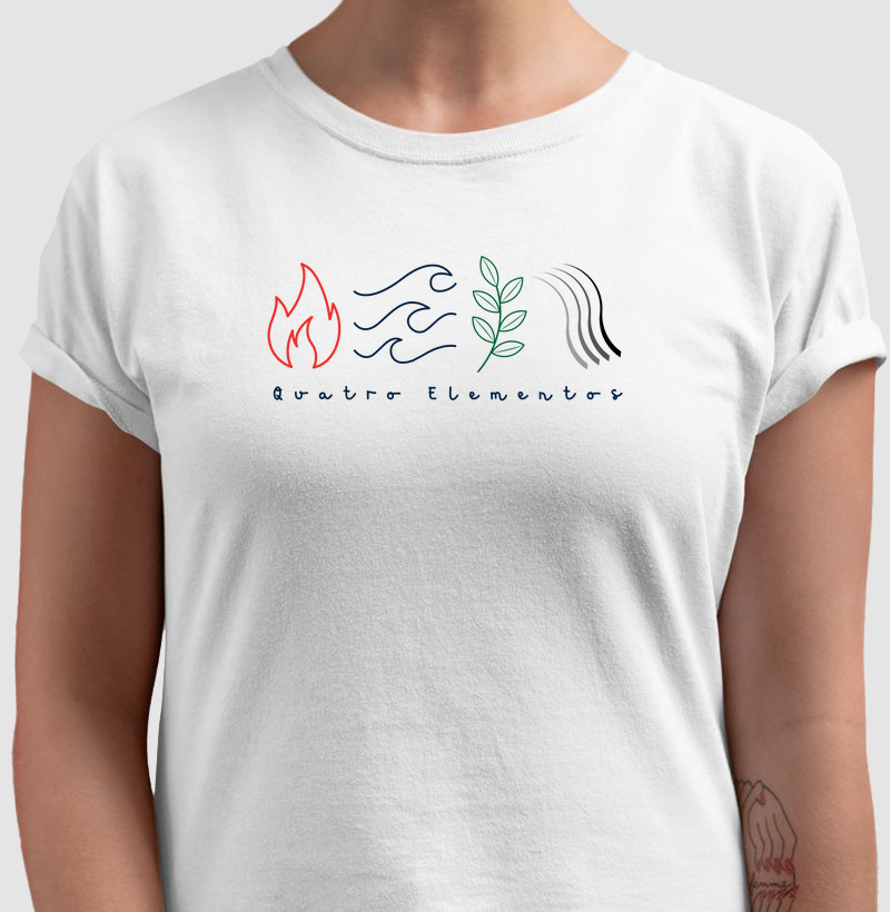 Camiseta 4 Elementos da Natureza Feminina Branca