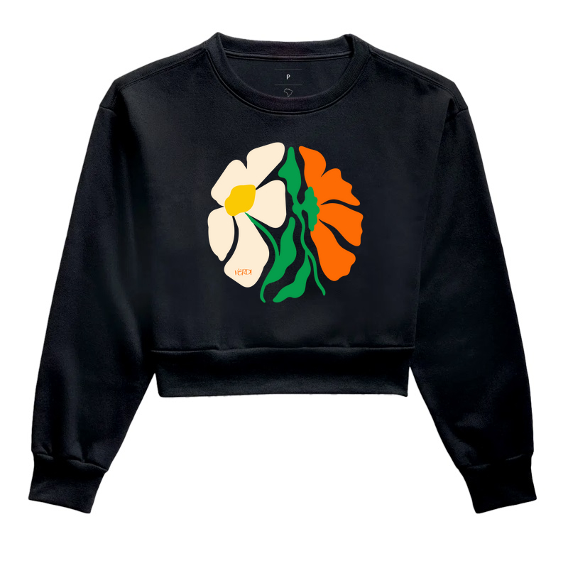 Círculo com flores branca e laranja
