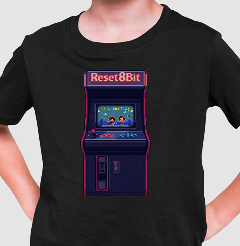 Camiseta Infantil Fliperama Reset8Bit