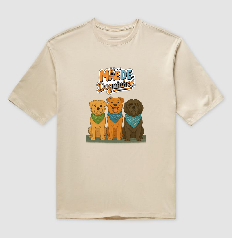 Camiseta Oversized Pai-Mãe de Doguinhos