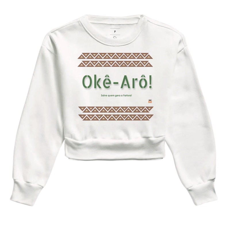 Cropped Moletom Branco Okê-Arô! 