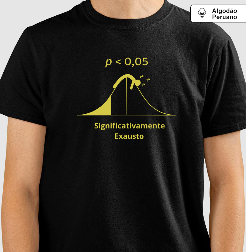Camiseta Significativamente Exausto (p < 0,05) Masculina Estampa Dourada