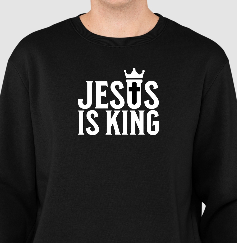 Jesus é Rei: Moletom Slim - Uma Estampa de Fé e Inspiração
