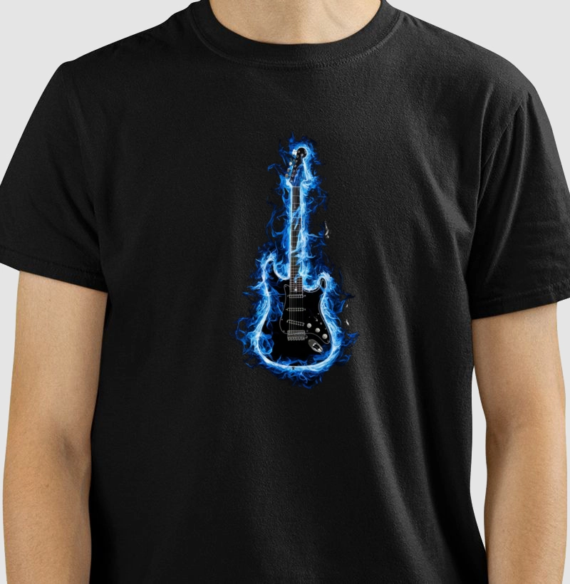 CAMISETA GUITAR BLACK AND BLUE