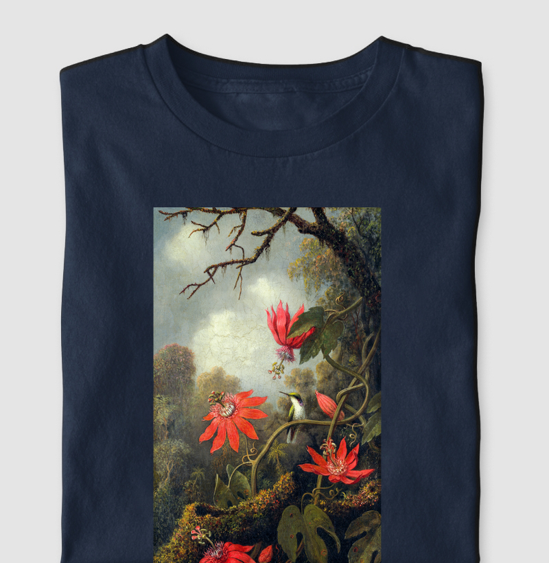 Hummingbird and Passionflowers