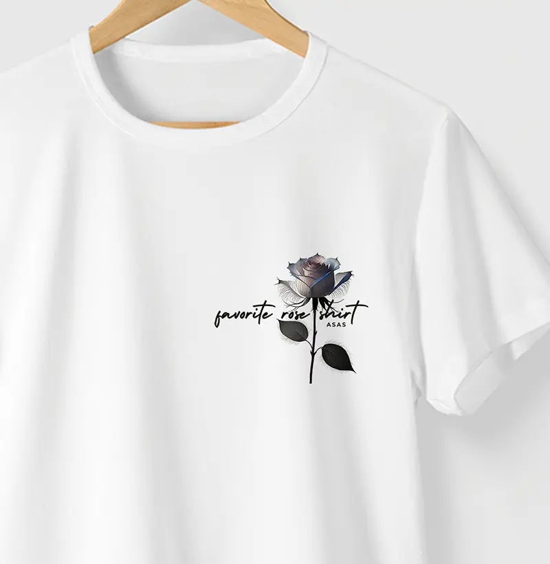 Camiseta FAVORITE ROSE - BRANCA - (100% ALGODÃO)