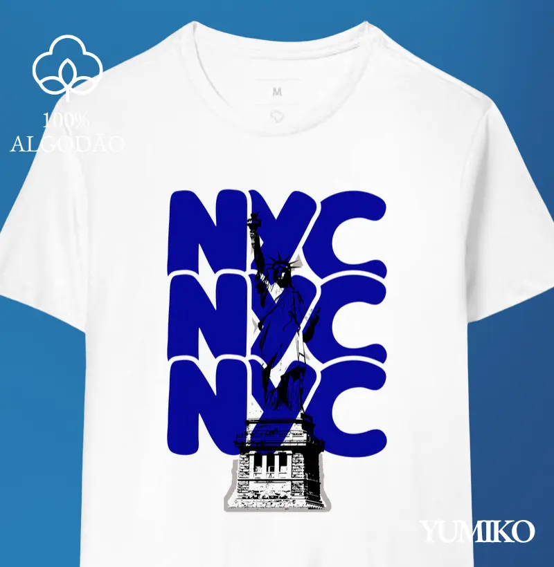 Tshirt em Algodão com Estampa New York Liberty