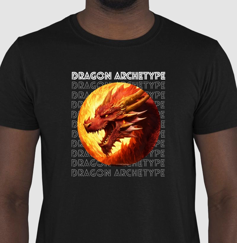 Camiseta Masculina Arquétipo Dragão Letras Brancas