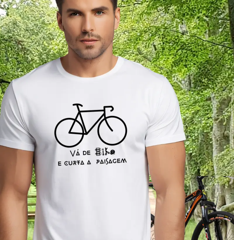 Camisa Vá de bike e curta a paisagem