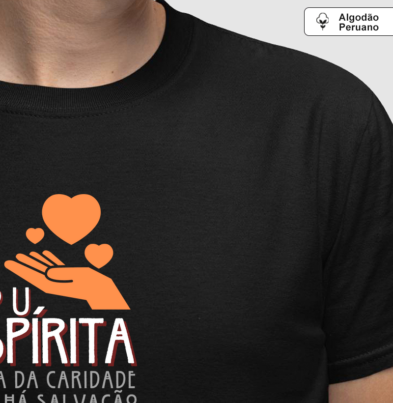 Estampa Sou Espírita Corações Preto Masc.