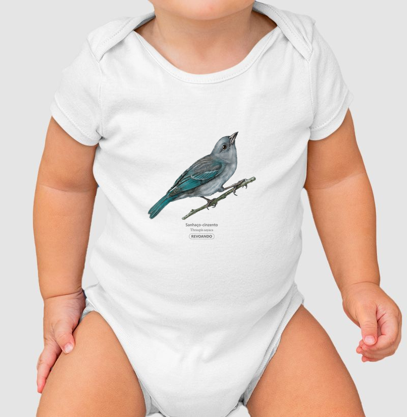 Traços Alados - Sanhaço-cinzento - Body Infantil