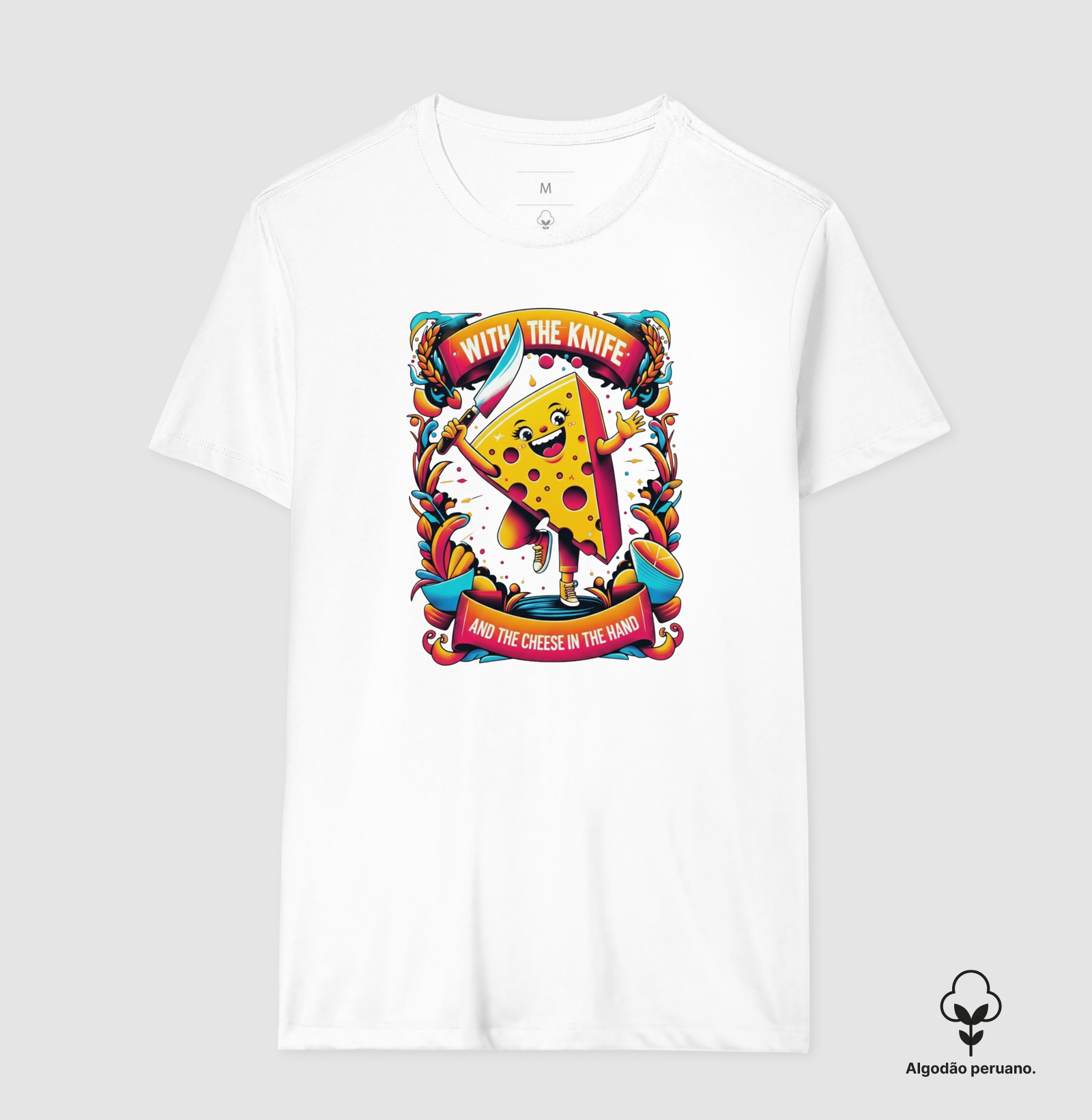 Knife and the cheese in the hand