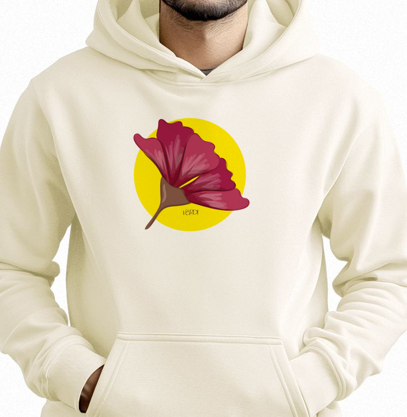 Flor rosa fundo amarelo