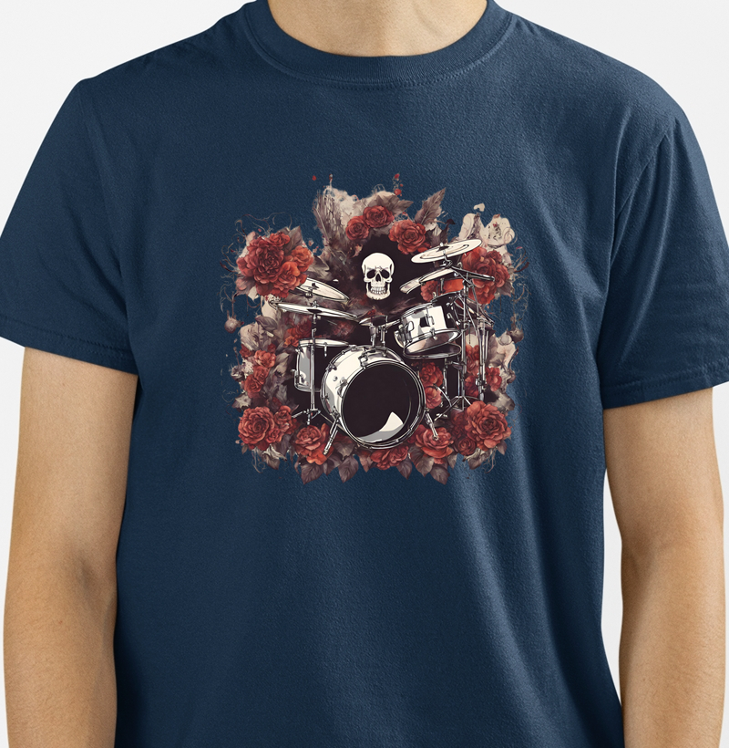 camiseta caveira rock