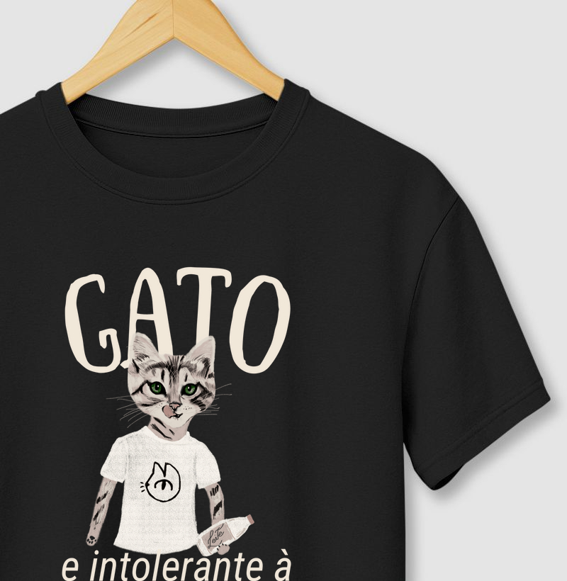Camiseta - Gato e Intolerante à Lactose