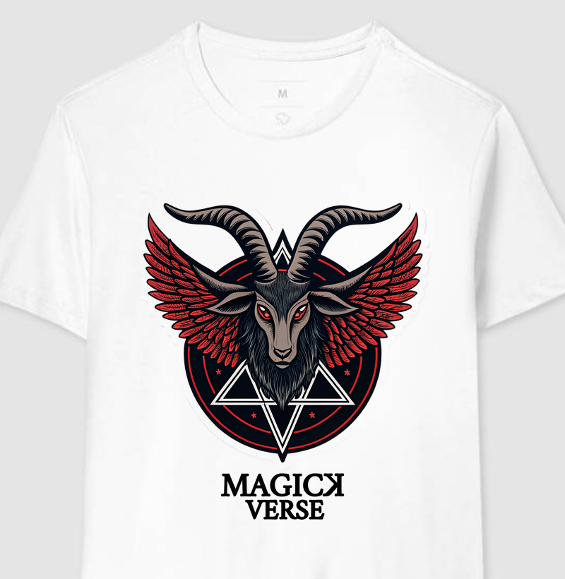 Pentagrama Invertido com Baphomet Alado - Preto