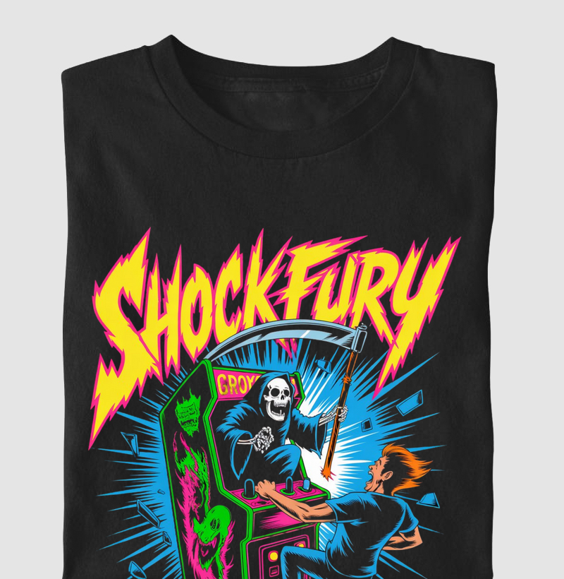 Camiseta Gamer Shock Fury - Estilo Arcade Retrô