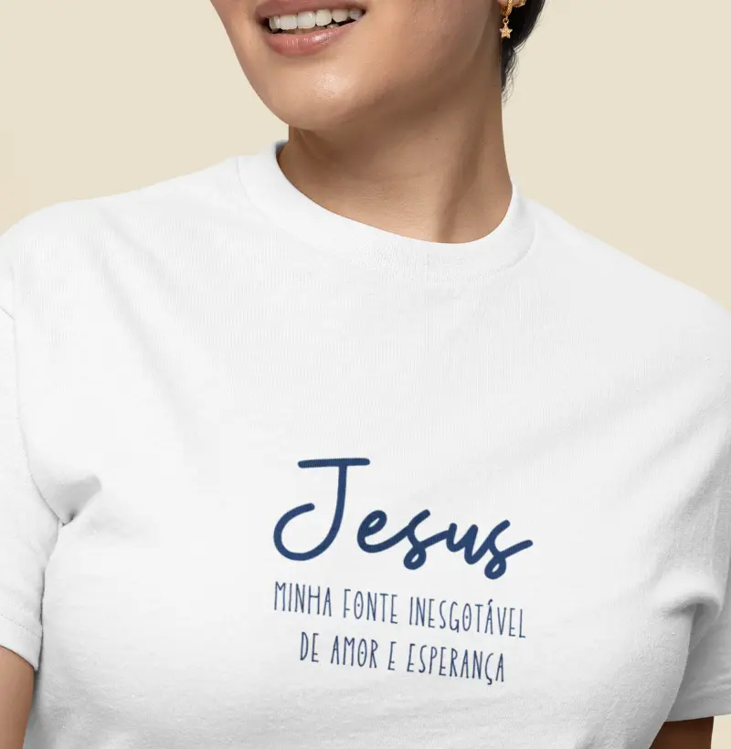 Camiseta Cristã Feminina Jesus – Fonte Inesgotável | Milagree
