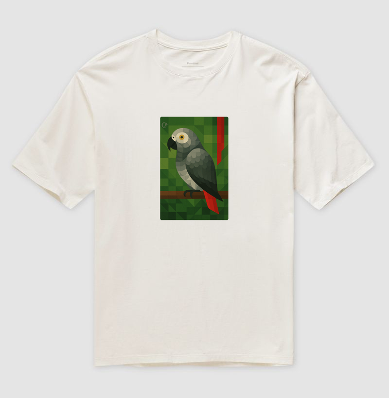 Camiseta Oversized - Papagaio do Congo Geométrico