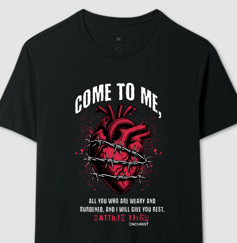 Black T-shirt Mattew 11:28 