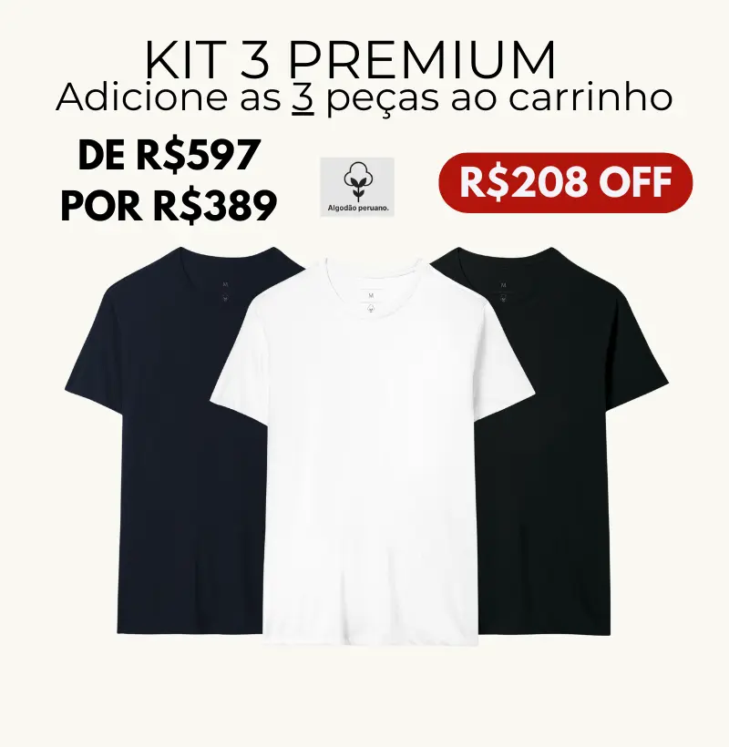 KIT 3 Premium Lisas -129/un- Algodão Peruano