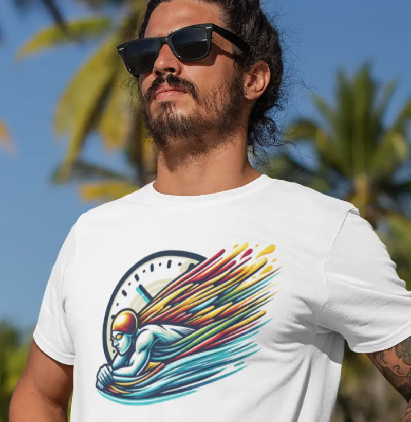 Corrida contra o tempo V3 | Velocidade e Competição | Camiseta de natação vibrante