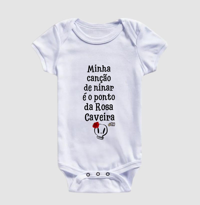 Body Infantil Ninar Rosa Caveira Maria Patuá