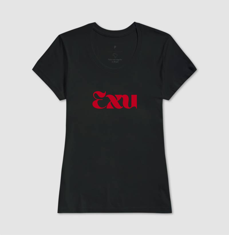 Camiseta Feminina de Algodão Exu - A Força e o Poder do Guardião
