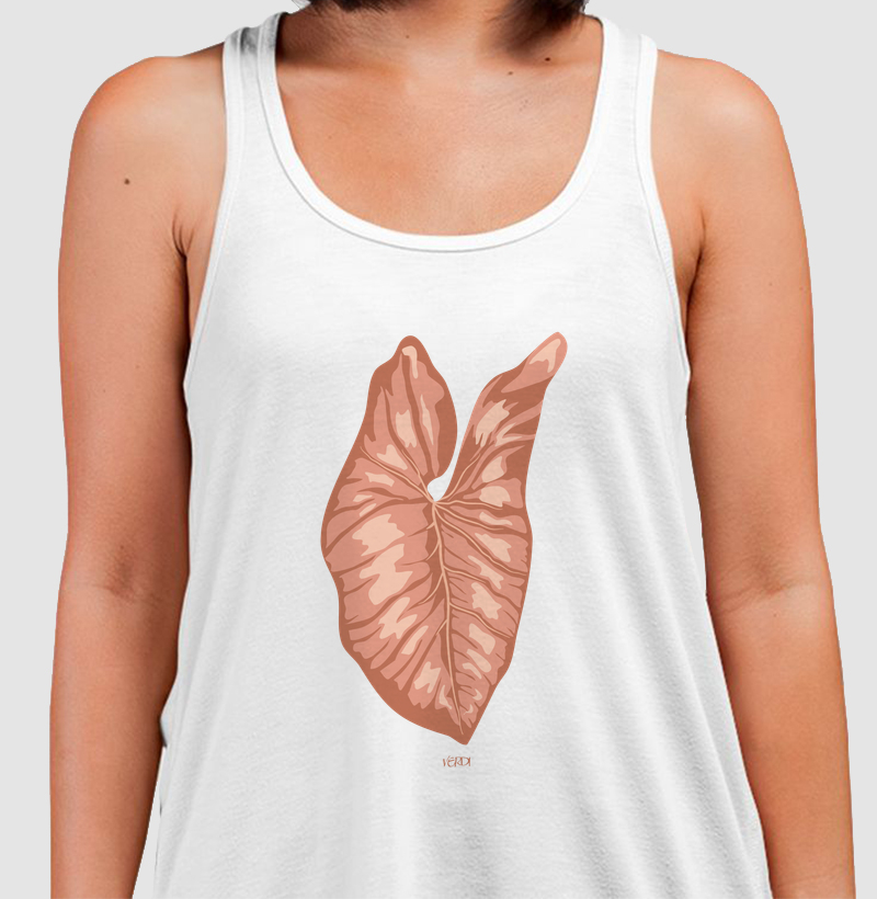 Folha de caladium rosa