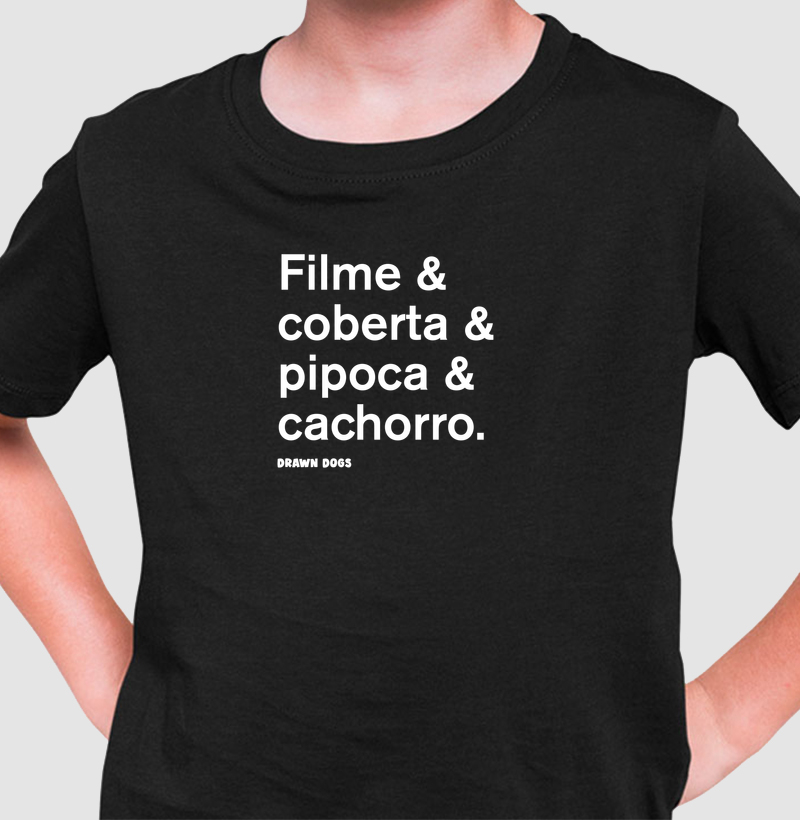 Filme & coberta & pipoca & cachorro