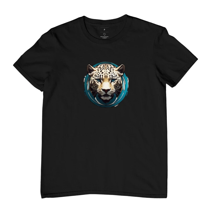 Camiseta Onça Pintada Fundo Azul