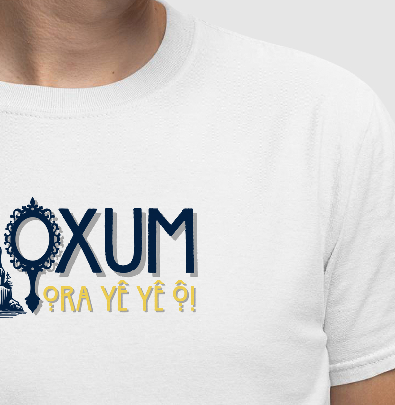 Camiseta Oxum Cachoeira Sombreada Branca Masc.