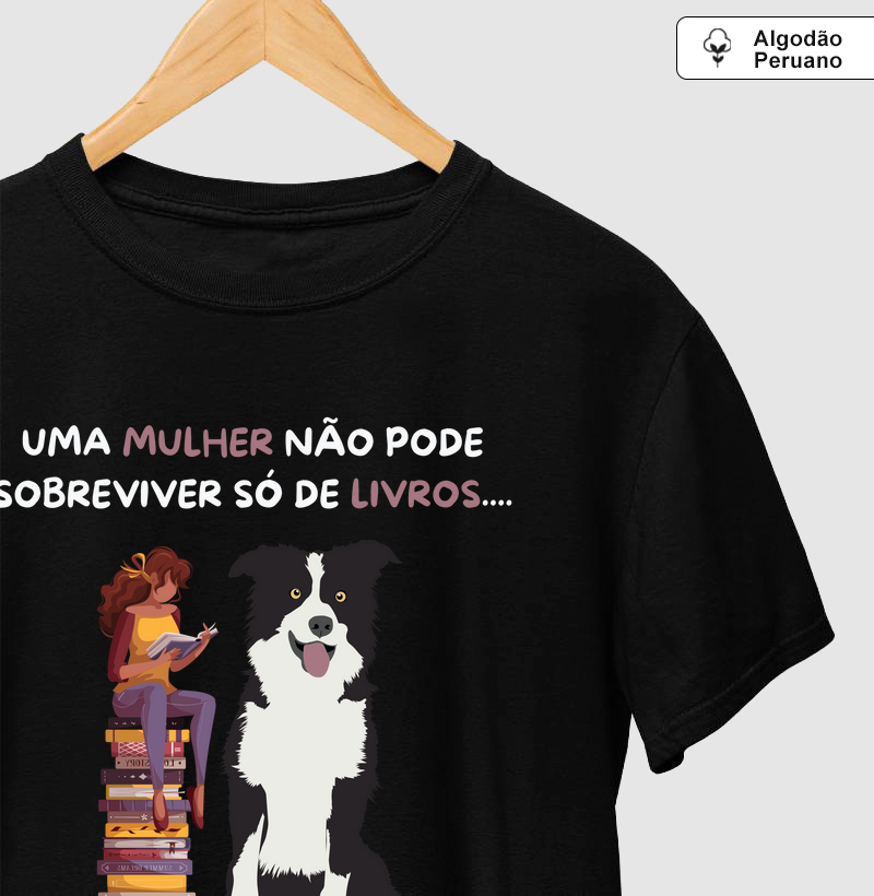 Mulher, livros e border collie