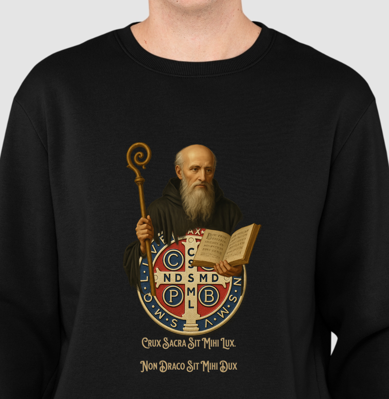 Sueter Moletom  Crux Sacra Sit Mihi Lux.  Non Draco Sit Mihi Dux