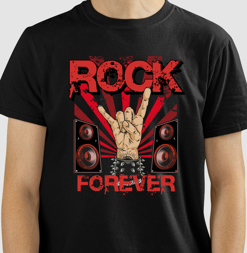 CAMISETA COM ESTAMPA ROCK FOREVER