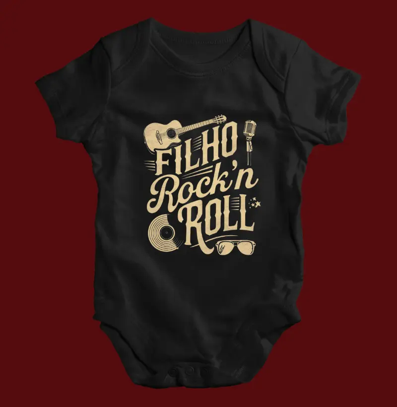 Filho rock'n'roll - dourado (body bebê)
