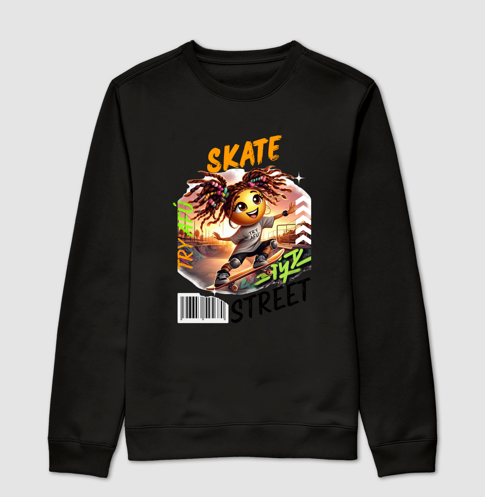 🔥 Suéter Slim "Moletom Careca" Estampa Exclusiva "Try Afú Skate Street" – Estilo, Conforto e Versatilidade! 🔥
