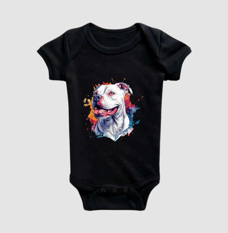 Pit Bull Branco fundo colorido