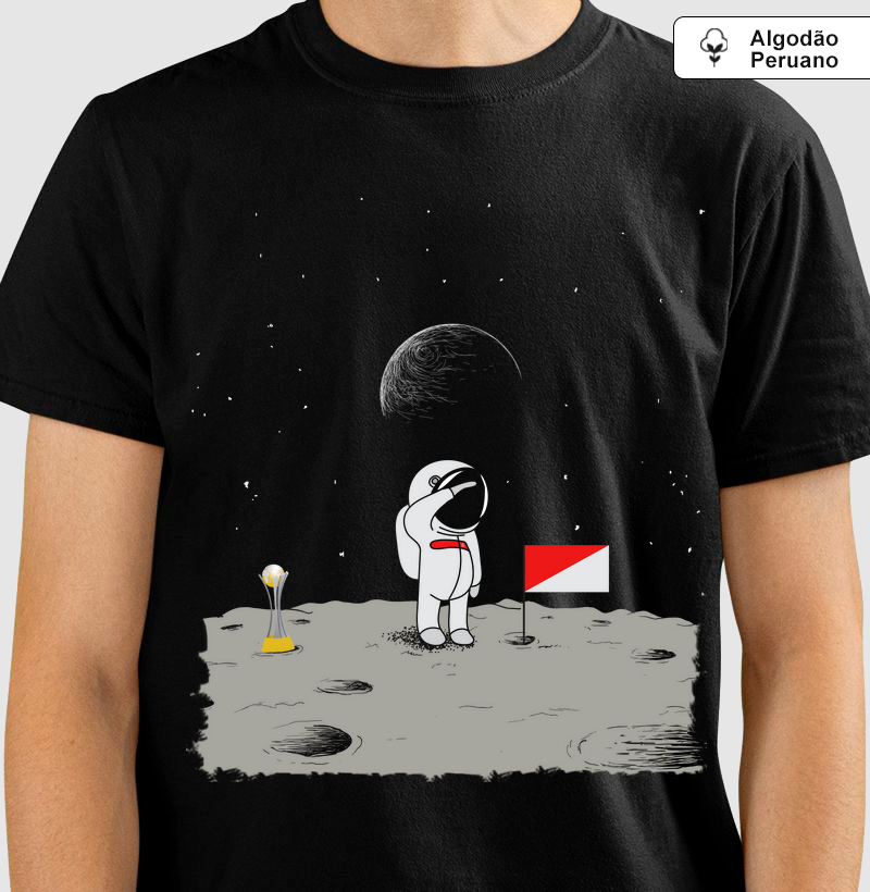 Camiseta Algodão Peruano Astronauta Vermelho do Sul