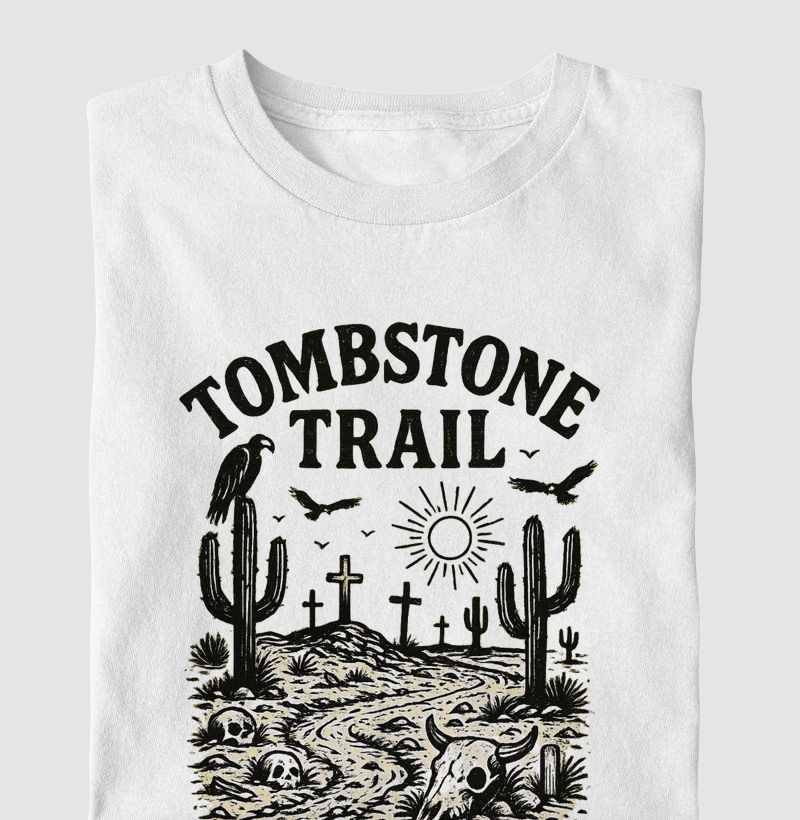 Tombstone Trail – Rustler Co. | Camiseta Country Western 100% Algodão