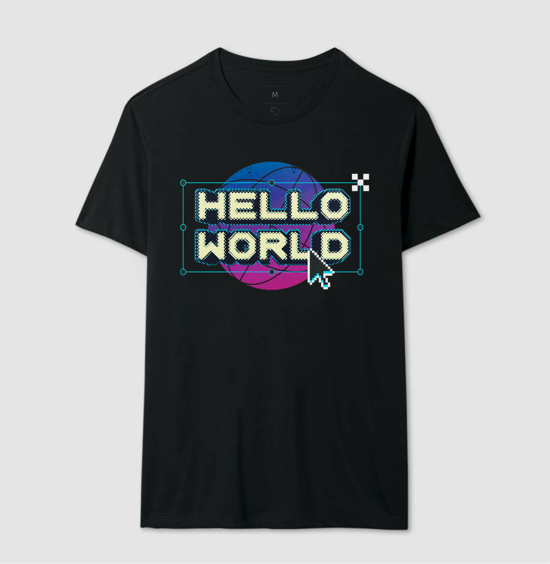 Camiseta Hello World – Pixel Vibes Edition
