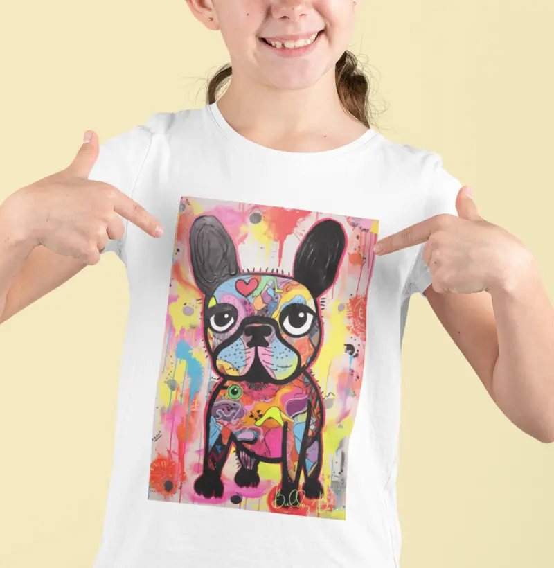 Camiseta Infantil Bulldog Francês "Picasso Perdido"