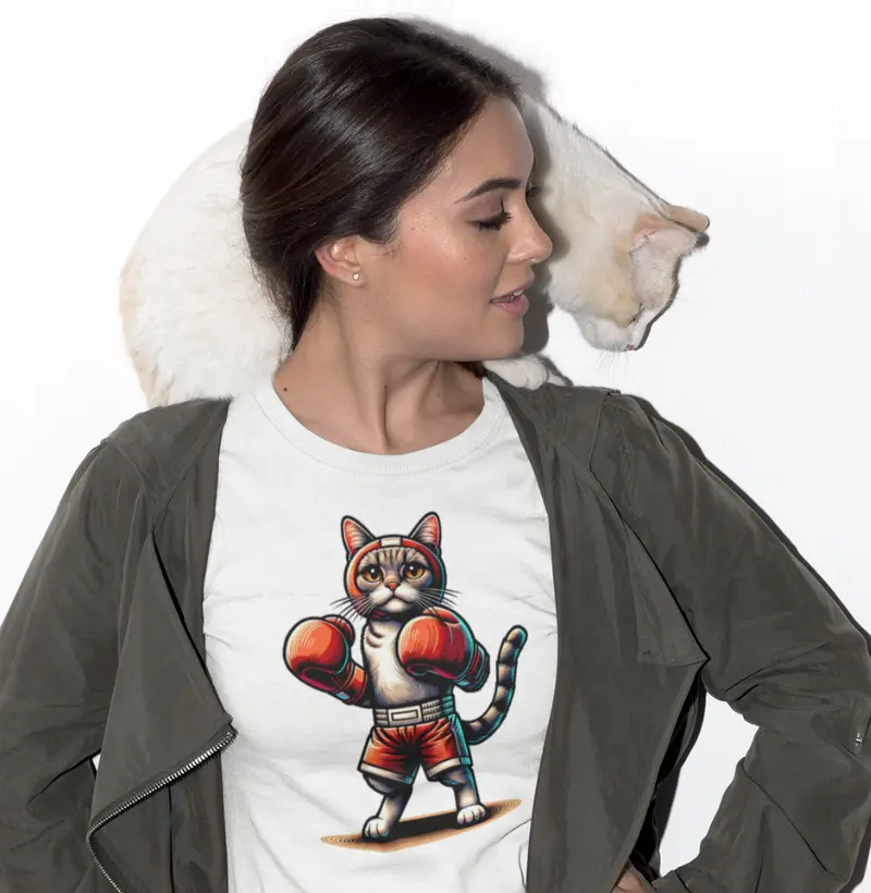 Gato Boxeador | Camiseta de Malha Pet Atleta | Estampa Boxe | Qualidade e Estilo