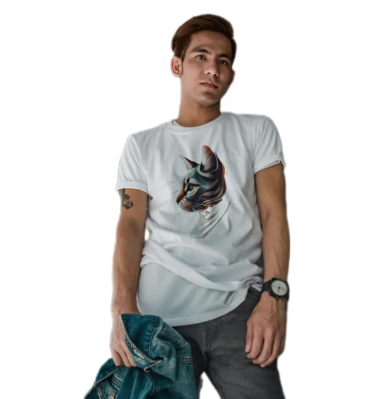 Camiseta Básica Gato Em Pintura